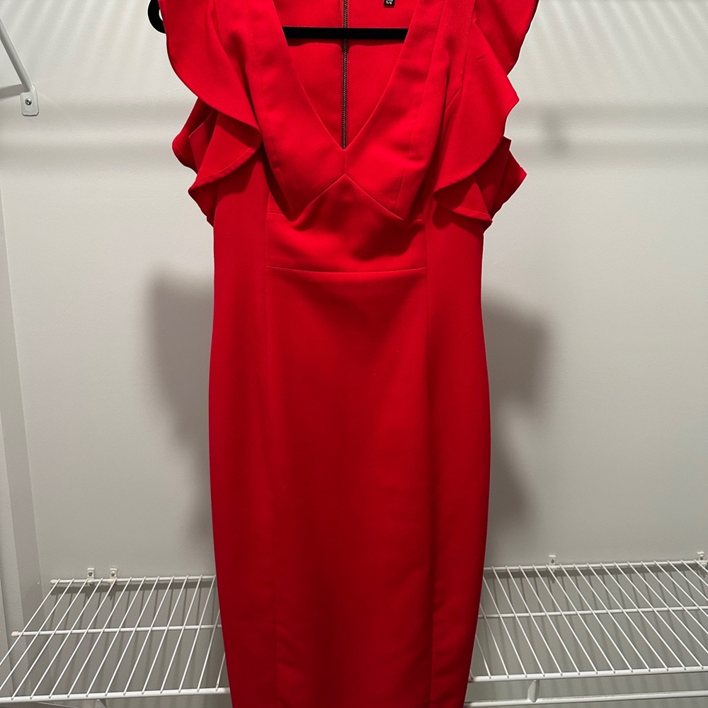 Elegant Red Ruffle Dress
